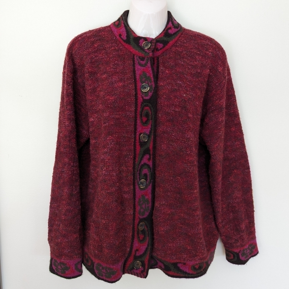 Harley of Scotland lambswool blend cardigan knit sweater XL